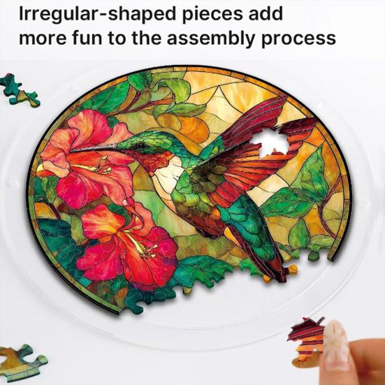 Acrylic Puzzle Suncatcher, Stained Glass Window Hanging Ornament with Double-side UV Printed Design, Colorful DIY Jigsaw Puzzle Suncatcher