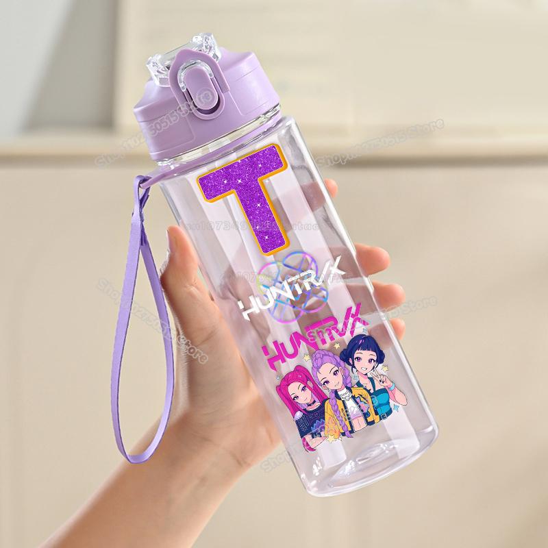 900ml KPop Łowcy Demonów List Butelka na Wodę Rumi Mira Zoey Dziewczęca Szkolna Kubek na Napoje Duża Pojemność Dziecięca Sportowa Outdoorowa Butelka ze Słomką