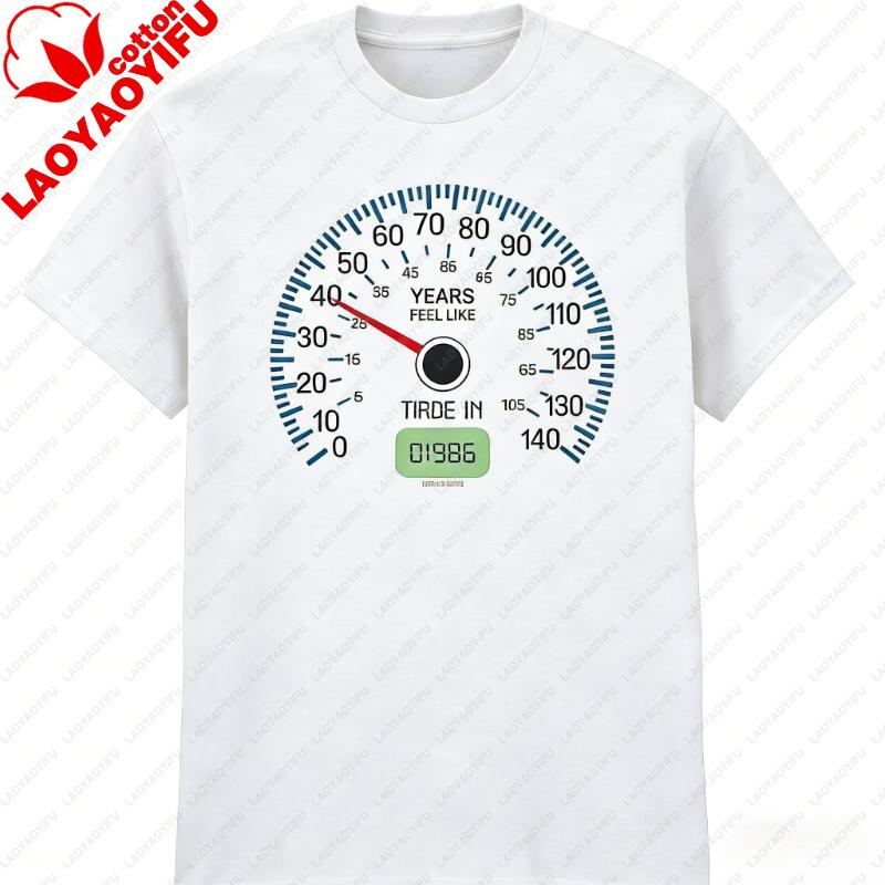Unisexs 40th Birthday TShirt Speedometer Born In 1986 Years Feel Like Slogan Oversized T Shirt Women Clothes Graphic T Shirts Tops