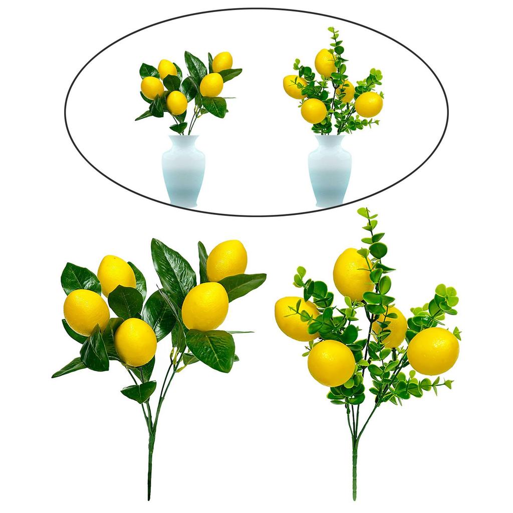 Fake Lemon Branch Home Spring Summer Decor Farmhouse Style Vivid Home Decoration Lemon Plant for Porch Wedding Home Party Garden