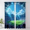 Set Of 2 Football Stadium Print Curtains Suitable Bedroom Living Room Kitchen Decoration Home Window Curtain For Area Made Polyester