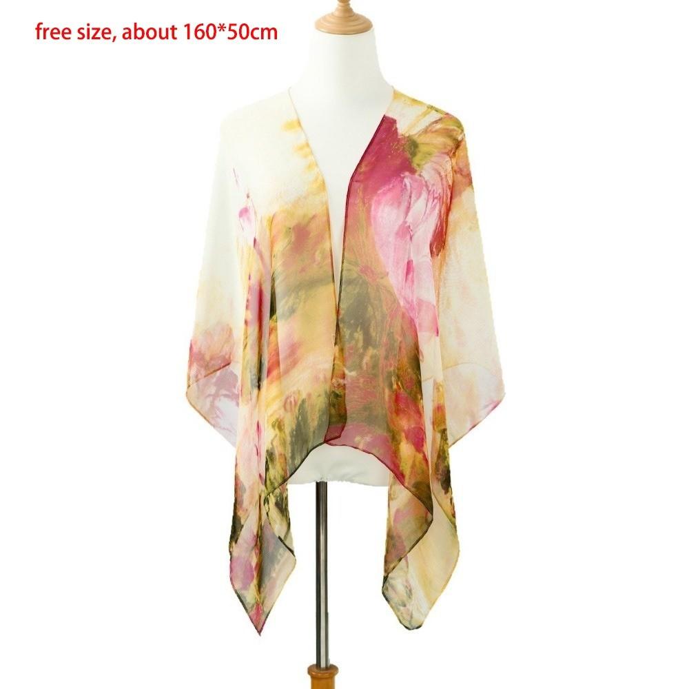 New Lotus Printing Silk Scarf Korean Style Long Scarves Elegant Long Wraps Women
