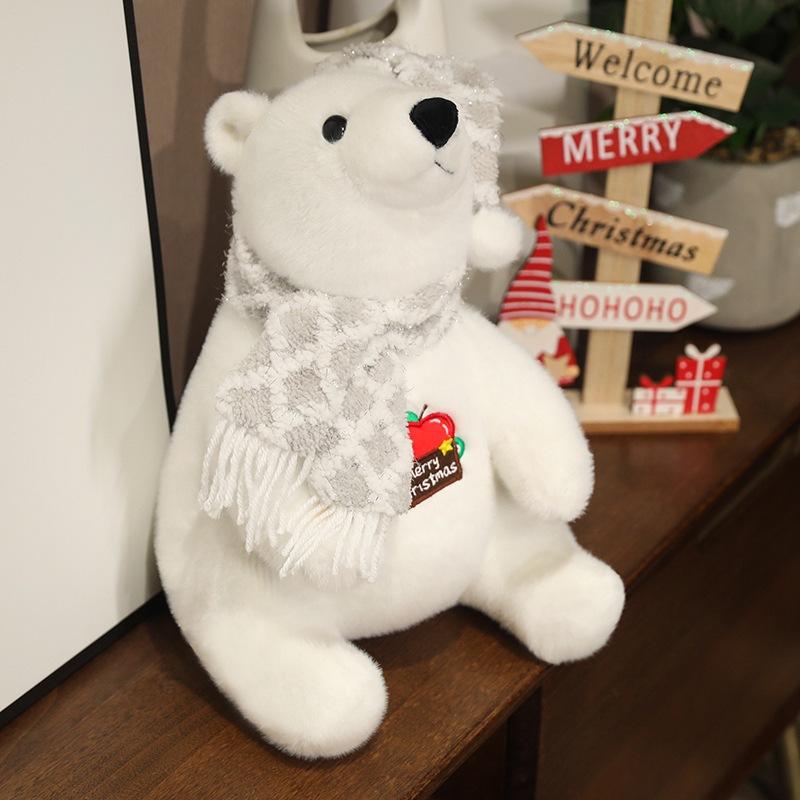 Cute Cute Christmas Polar Bear Doll Plush Toy White Polar Bear Doll Children Christmas Rag Doll