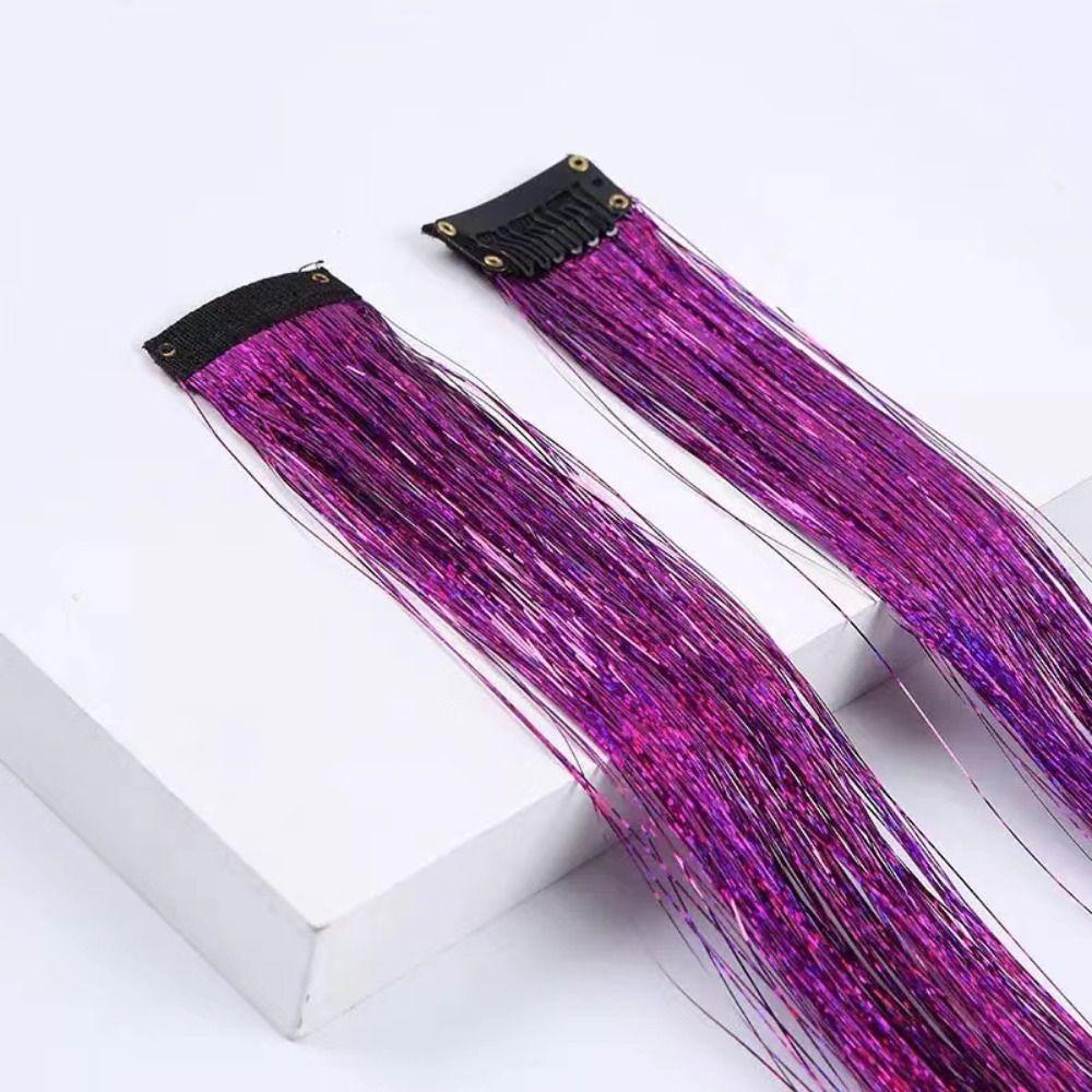 Copricapo Scintillante Lucido Filo di Tinsel Arcobaleno Estensioni Capelli Seta Capelli Lunghi Lisci Coda di Cavallo Scintillante