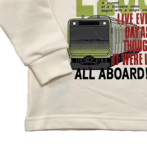 Kiejun Kids' JR Yamanote Line Train E235 JR East Railroad Crossing Sweatshirt, Long Sleeve, Boys, 100-130cm, K660 (110, Off-White)
