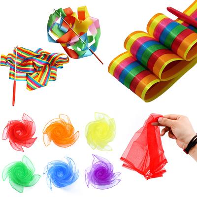Performance Gadget Kit Dancing Shawl Prop Pure Color Square Nylon Scarf Colorful 4 Meter Ribbon School Festival Rewards Gift ZYF