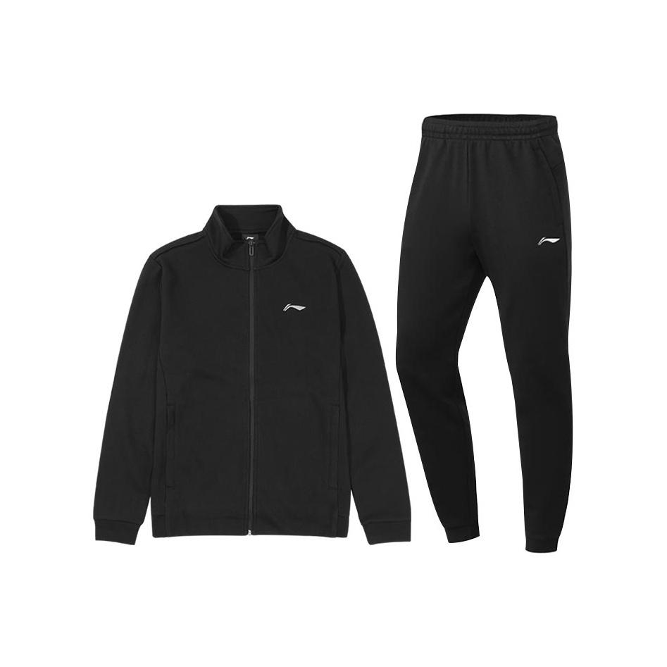 Li Ning Loose Fit Stand Collar Jacket And Cuffed Sweatpants Casual Sports Suit Men suit AWDUA35-1+AKLVB13-1