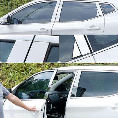 10/8PCS Polished Pillar Posts Window Trim Cover BC Column Sticker Stainless Steel/PC Plastic For NISSAN Qashqai 2016-2018