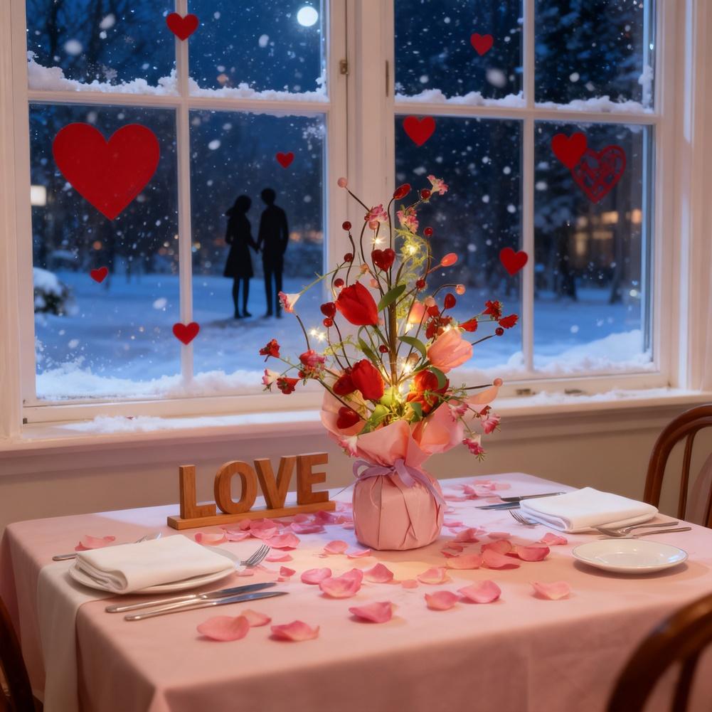 Red Artificial Tulip Flowers Compact For Table Centerpiece for Indoor Decoration Living Room and Dining For Table