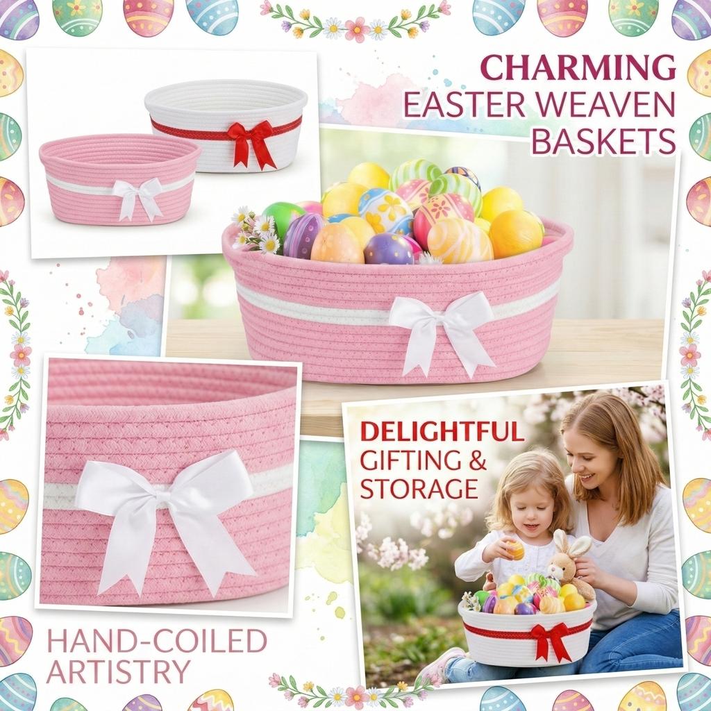 Reusable Gift Basket with Decorative Ribbon and Clear Wrapping Bag for Holiday and Special Occasion Packaging