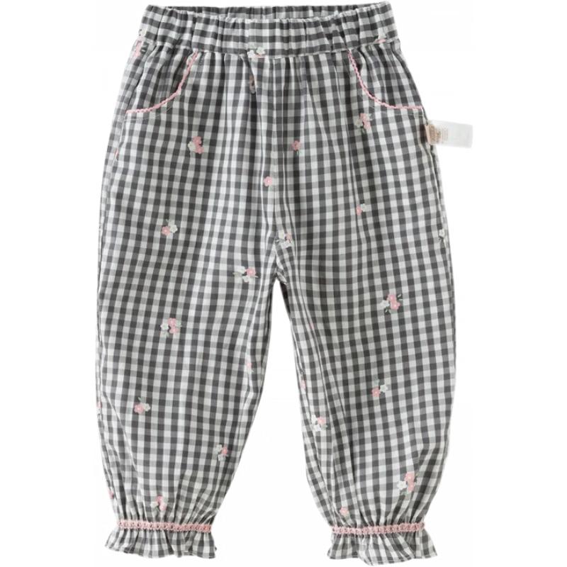 Girls  Plaid Cotton Jogger Pants 120cm