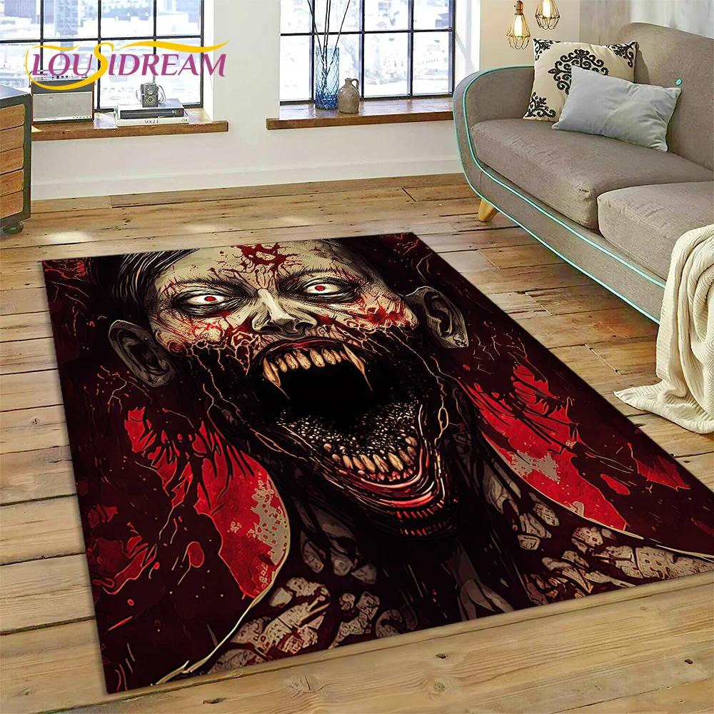 3D Horror Gothic Skull Skeleton Rug Carpet for Living Room Bedroom Decor,Floor Mat Non-slip Decoration for Sofa Doormat Gift Kid