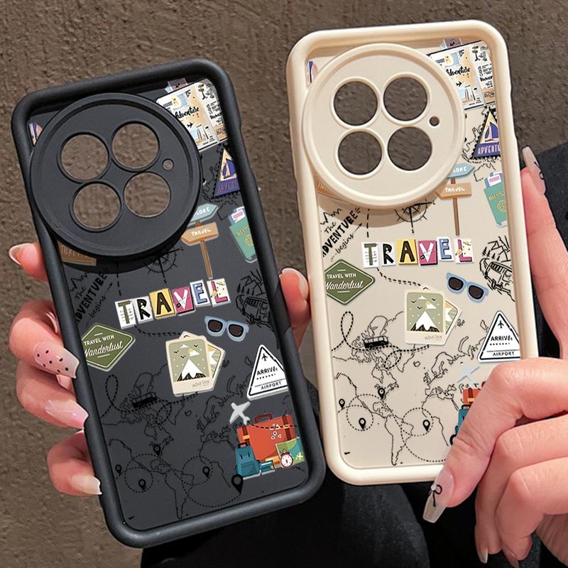 Case For OnePlus 13 12 Cute Cartoon Landmark Label Patterned Shockproof Silicone Soft Cover Fundas For OnePlus 13T 13R 12R 11R