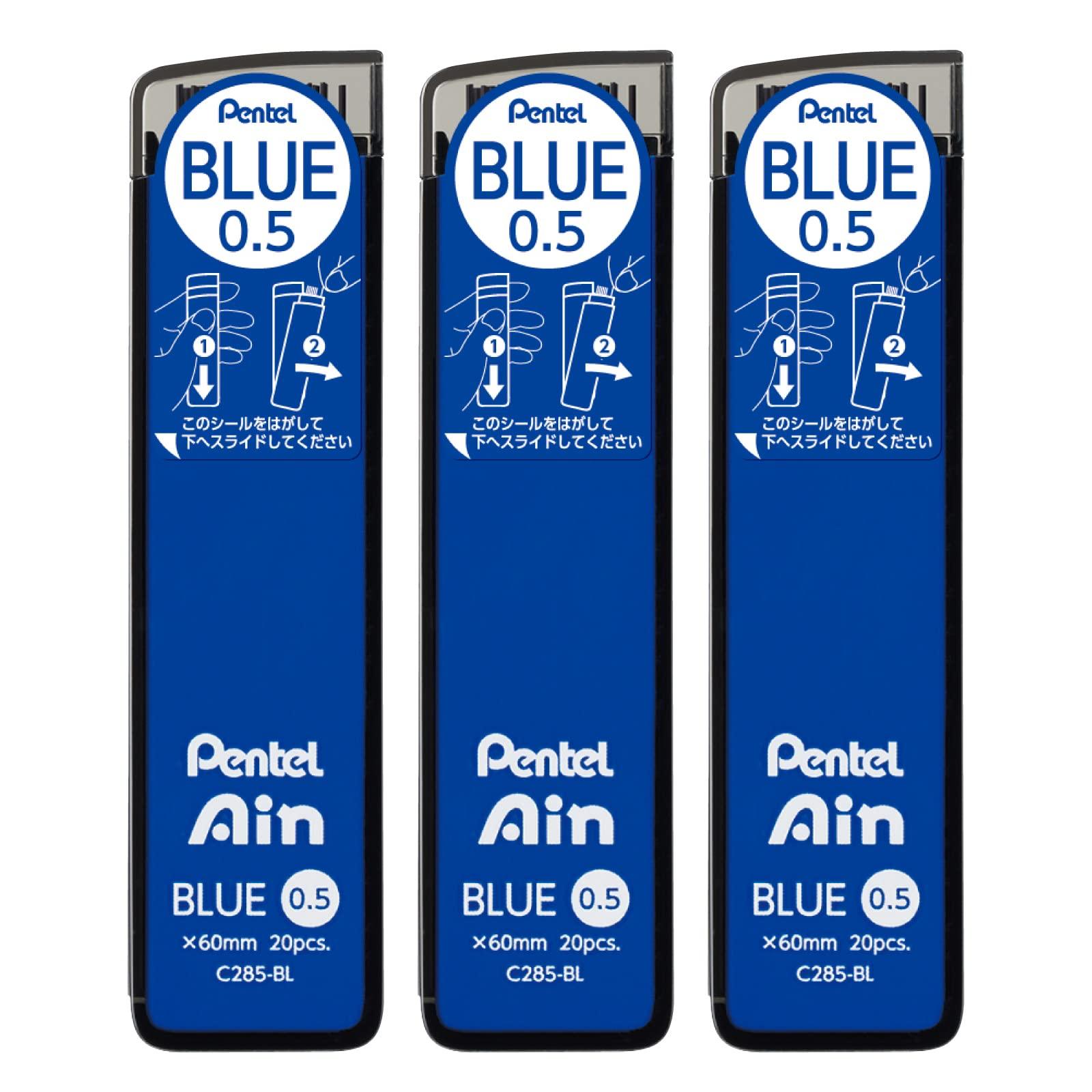 Pentel Ain Mechanical Pencil Lead, 0.5mm, Blue, 3-pack, AMZ-XC285BL3P