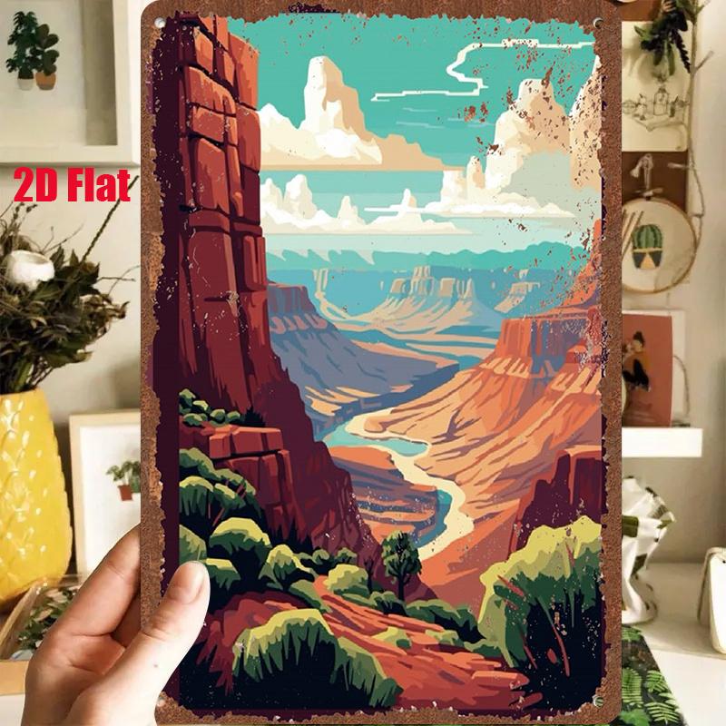 D Flat Pc D Flat Metal Sign Vintage Tin Art Majestic Canyon Scenery X Inches X Cm Showcasing Red Rock Walls