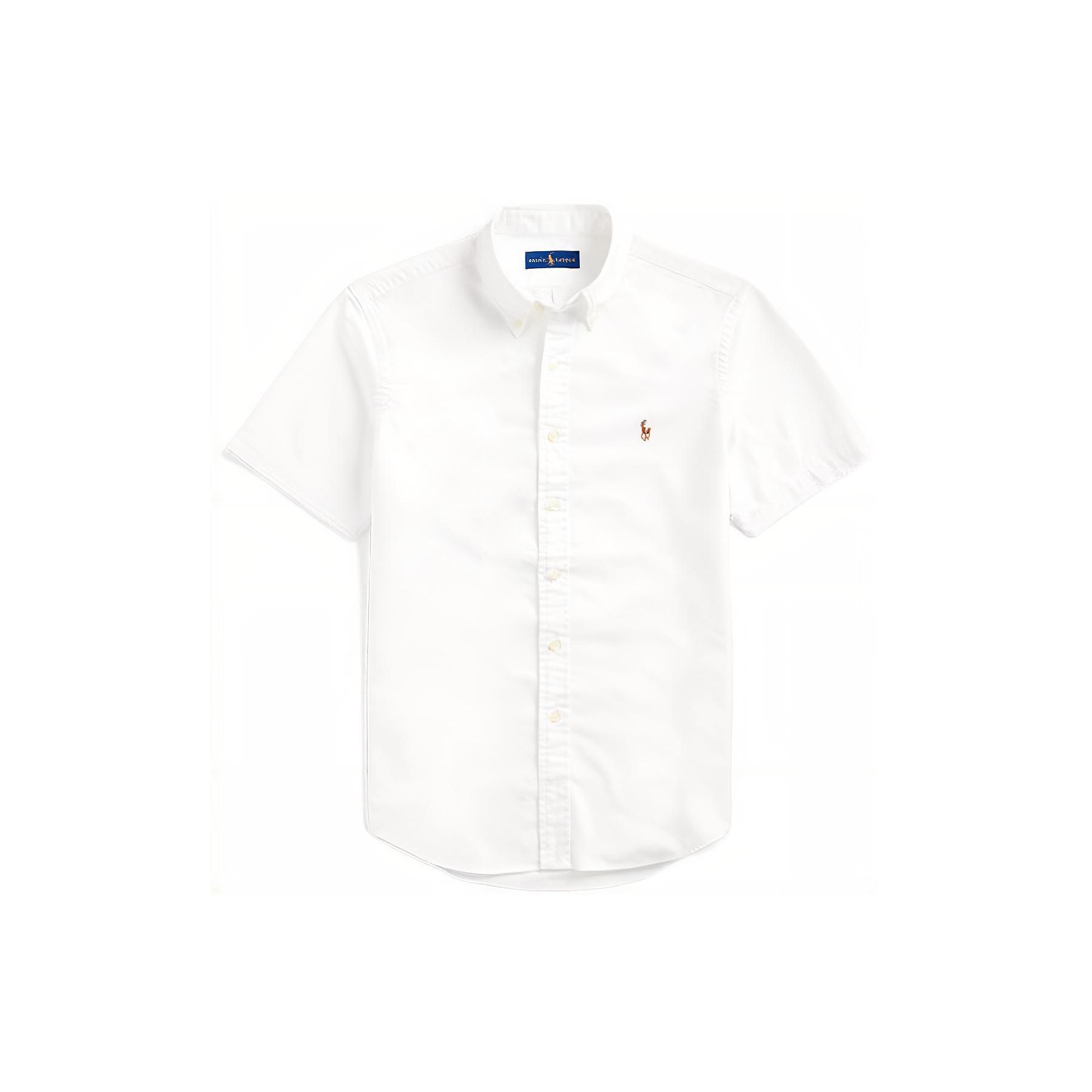 

Polo Ralph Lauren FW22 Однотонная рубашка с вышивкой логотипа, однобортная, с коротким рукавом, мужская рубашка Белый MNPOWOV1N820049-100 M