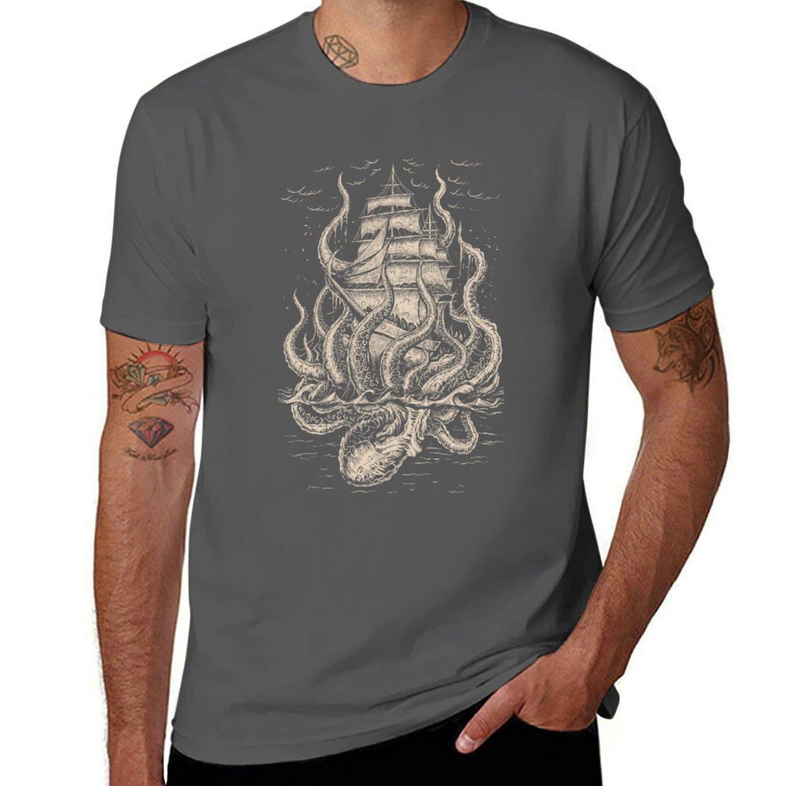 

Vintage Kraken T-Shirt graphic t shirts for man t shirts designer t shirts cotton 100% T-Shirt 4XL