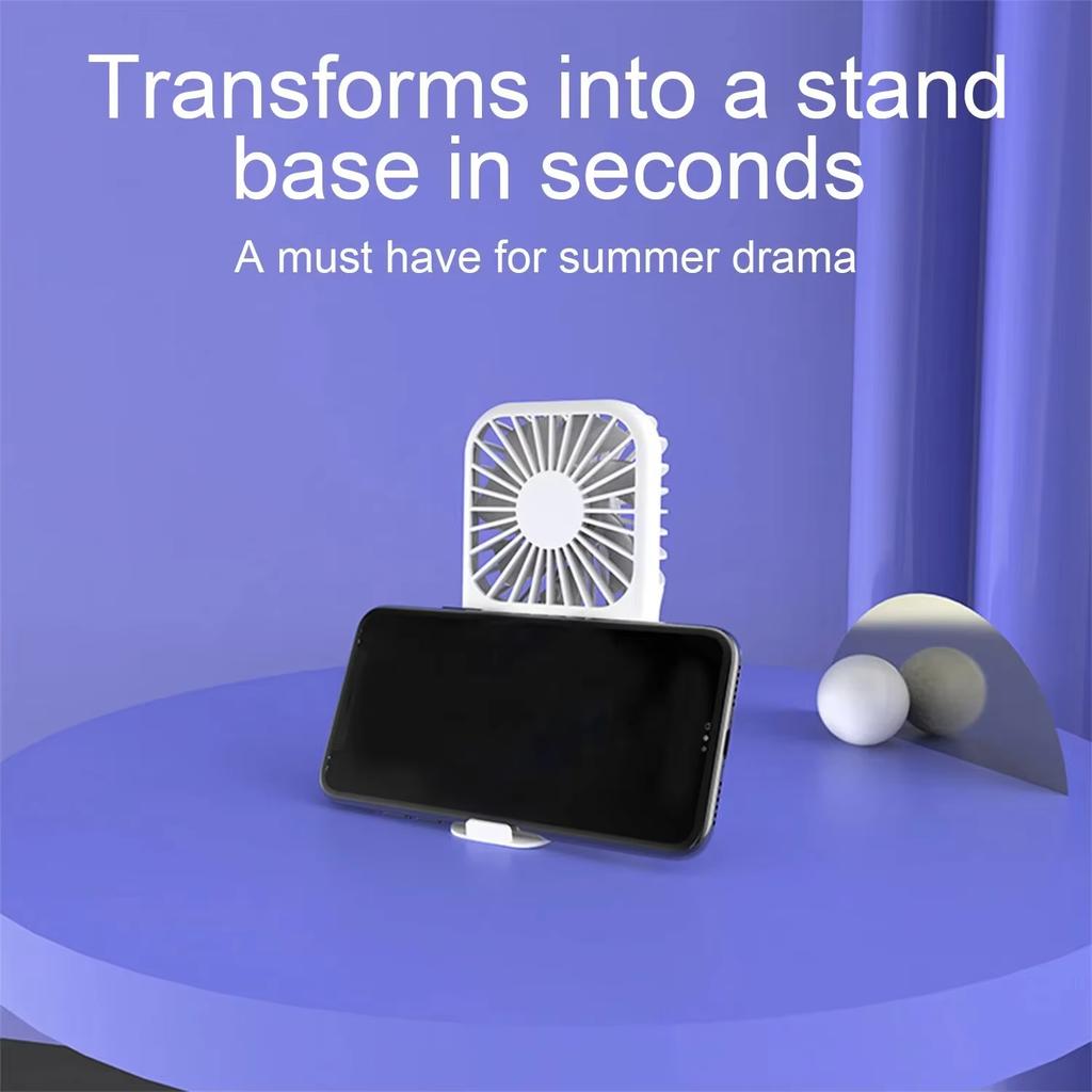 Summer Portable Mini Fan Rechargeable Stand Small Pocket Fan with Three Wind Speeds Powerful Range Long-lasting Desktop Fan