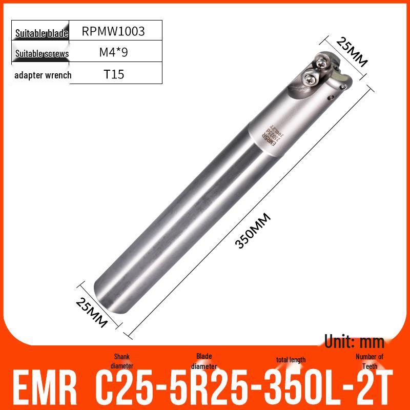 Shockproof EMR CNC Milling Cutter Holder - Round Nose, Bull Nose & Flat Machining Extensions (R4, R5, R6)