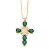 Light Zircon Cross Necklace Retro European Style Crucifix Pendant Chain  Church