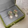 Spring Fashion Sweet Silver Needle Enamel Drop Glaze Hand Painted Cotton Pearl Earrings Earrings