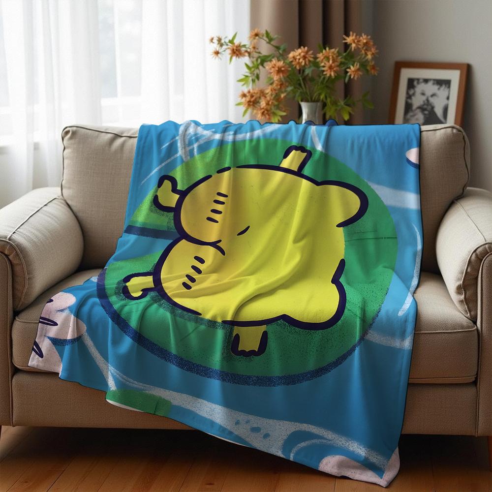 Linear Ocean Anime Cartoon Flannel Blanket Soft Warm Throw for Bedroom Sofa Car Kids Holiday Gift