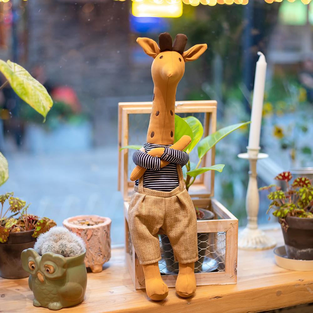 Giraffe Suspender Trousers Plush Toy Stuffed Animal Doll Decoration 40cm Gift