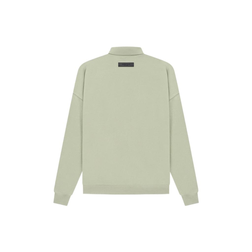 Fear of God Essentials SS22 Long Sleeve Polo With Flocked Logo Men Polo Shirts Seafoam Gray-Green FOG-SS22-182