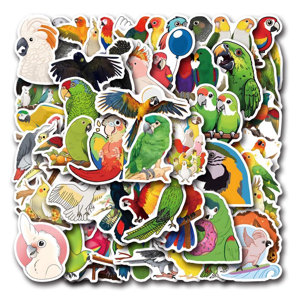 55pcs Cartoon Animal Parrot Stickers for Water Bottles, Planners, Laptops, and Stationery. Waterproof Graffiti Decals.