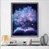 5D DIY Purple Glowing Full Diamond Painting Kit, Round Gemstone Rhinestone Art Paint Decorative Artwork, Home Wall Decoration Gift