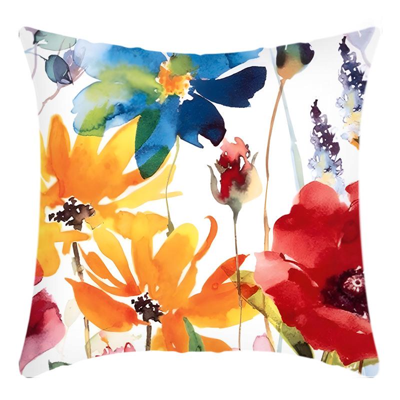 Fashionable Spring Flower Spring Elements Pillow Cover Linen Flower Cushion Pillow Cover