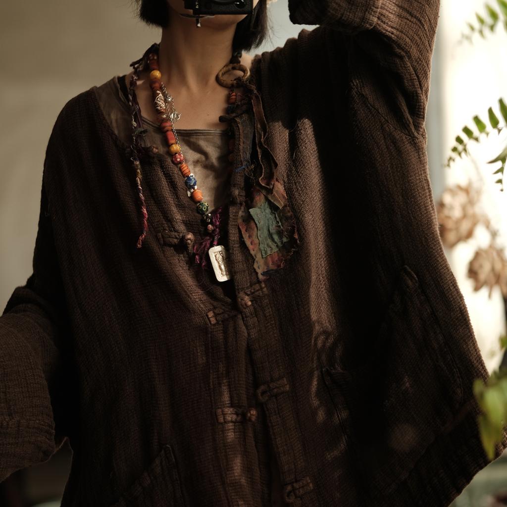 Johnature Women Vintage Shirts Tops Stand Long Sleeve Patchwork High Quality Thick Button Shirts