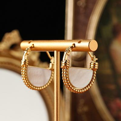 SUYU Zircon Retro Niche Geometric Double-sided White Earrings Elegant And Simple Women's Light Luxury Earrings