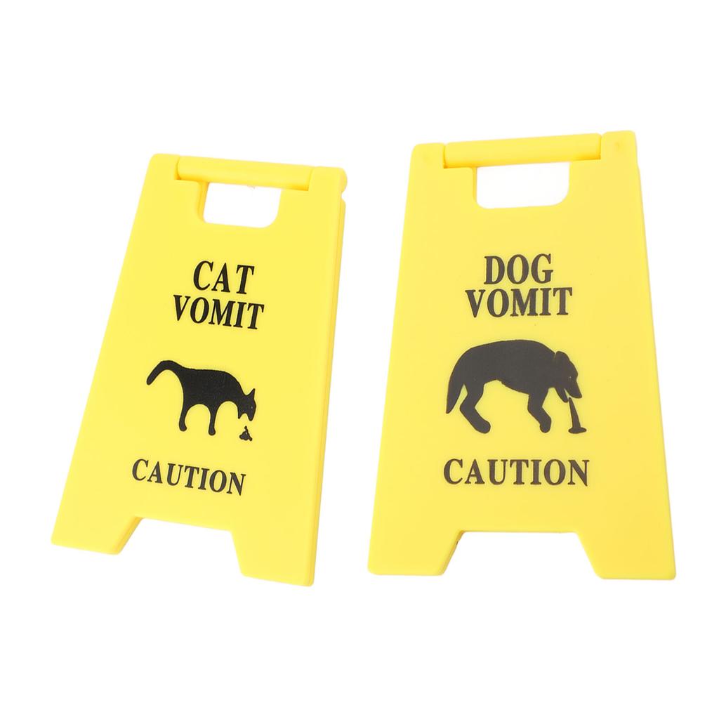 2PCS Cat and Dog Vomit Signs 4 Inch Cat Vomit Caution Sign Funny Cat Dog Warning Sign Decoration For Cat Dog Lovers