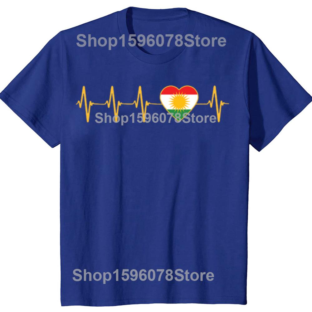Funny Kurdistan Kurdish Heartbeat T Shirts Men Women Pure Cotton Funny Humor Streetwear Tee Shirt Short Sleeve Unisex Clothing
