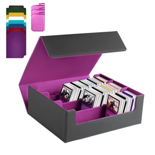 AHZMYOHH Trading Card Case, Card Storage Box, Holds 1800 Cards + 3 Dividers + 8 Card Stoppers, Magnetic Closure, Compatible with Yu-Gi-Oh!, Pokemon, M