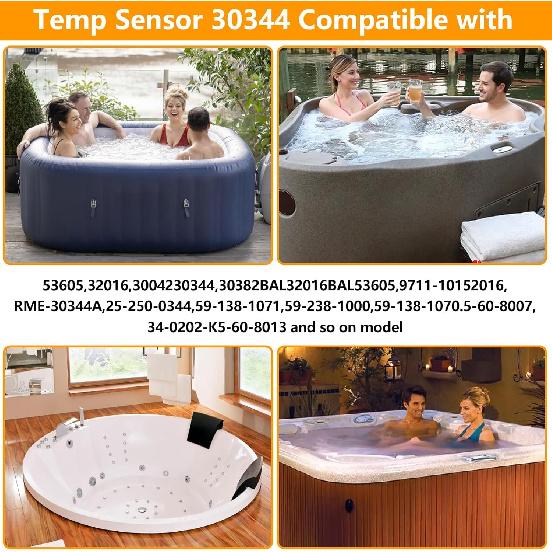 Hot Tub Sensor-Compatible with Balboa Spa Heater M7 System 30344 30042 30382, 24" Temp/Hi-Limit, 1/4" Dia Dual Purpose Sensor Hot Tub Heater (2-Pack)