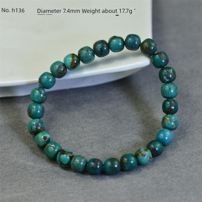 

Браслет из натуральной бирюзы из необработанной руды, браслет из высокофарфорового необработанного камня, неоптимизированные круглые бусины, ремесленное украшение, мужской и женский, верность No. h136