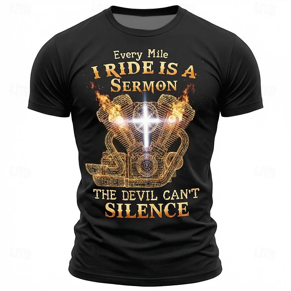 Men s Cross Christian Bikers T Shirt Short Sleeve T shirt 3D Print Crew Neck Shirt Religious Casual Daily Party XL