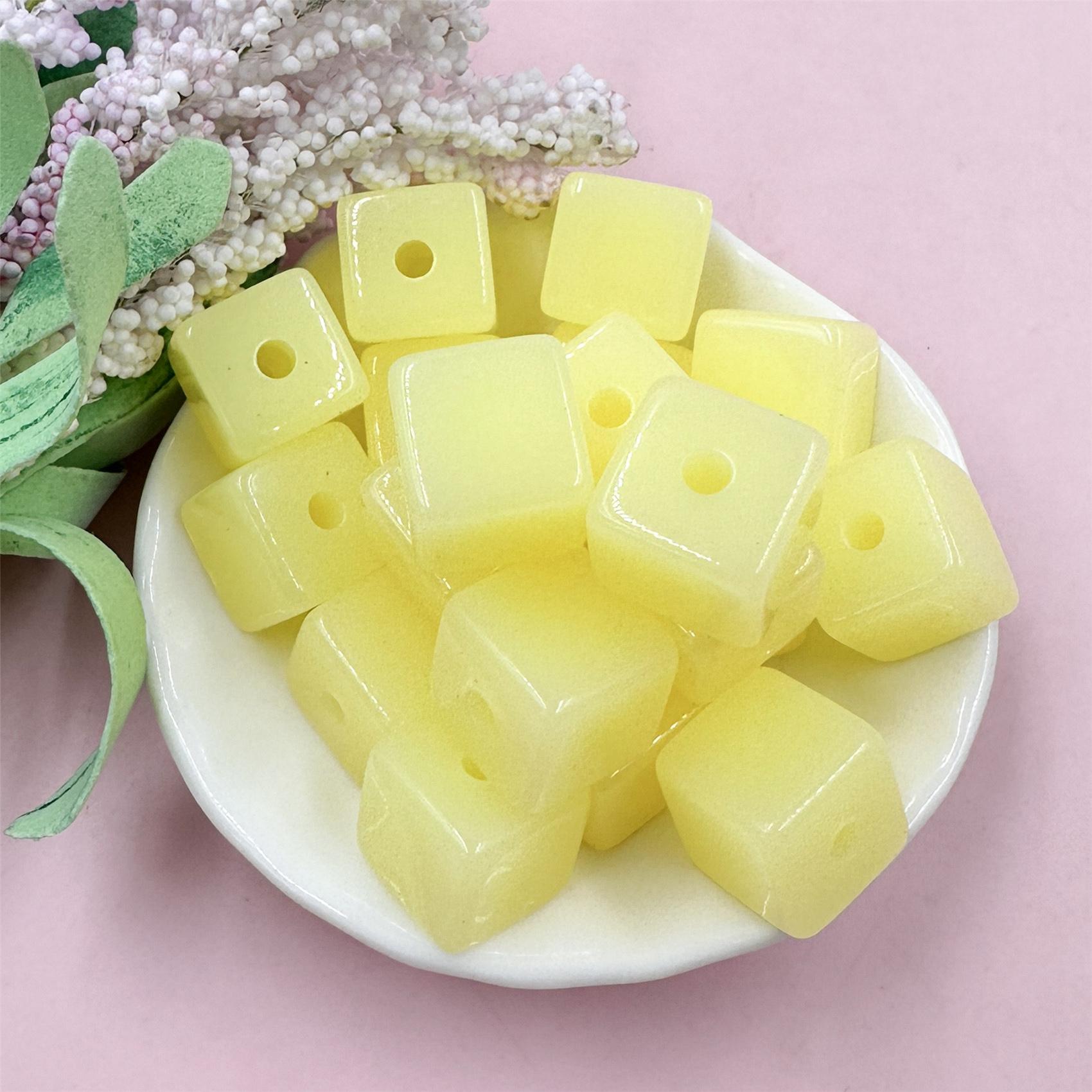 

Товары для дома и вечеринок около 13 мм, модные квадратные желейные цвета, свободные бусины для изготовления браслетов, сережек, 20 шт., материал, креативный акрил жёлтый