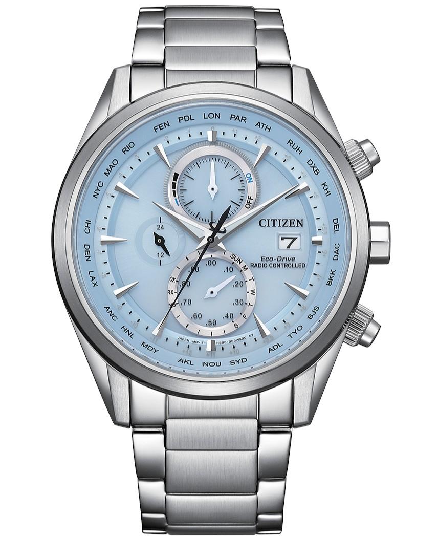 

Citizen Мужские часы Eco-Drive Perpetual World Time из нержавеющей стали AT8260-85M синий