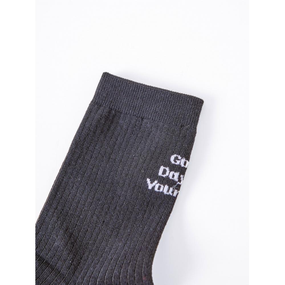 Daiso Womens Lettering Mid Calf Socks Black