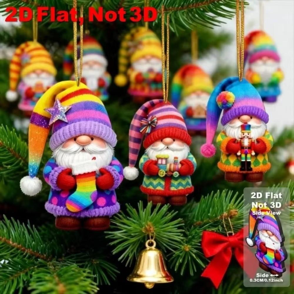 16 Pieces Set 2D Design Xmas Decor Elements Santa Claus Santa Claus Ornaments Christmas Tree