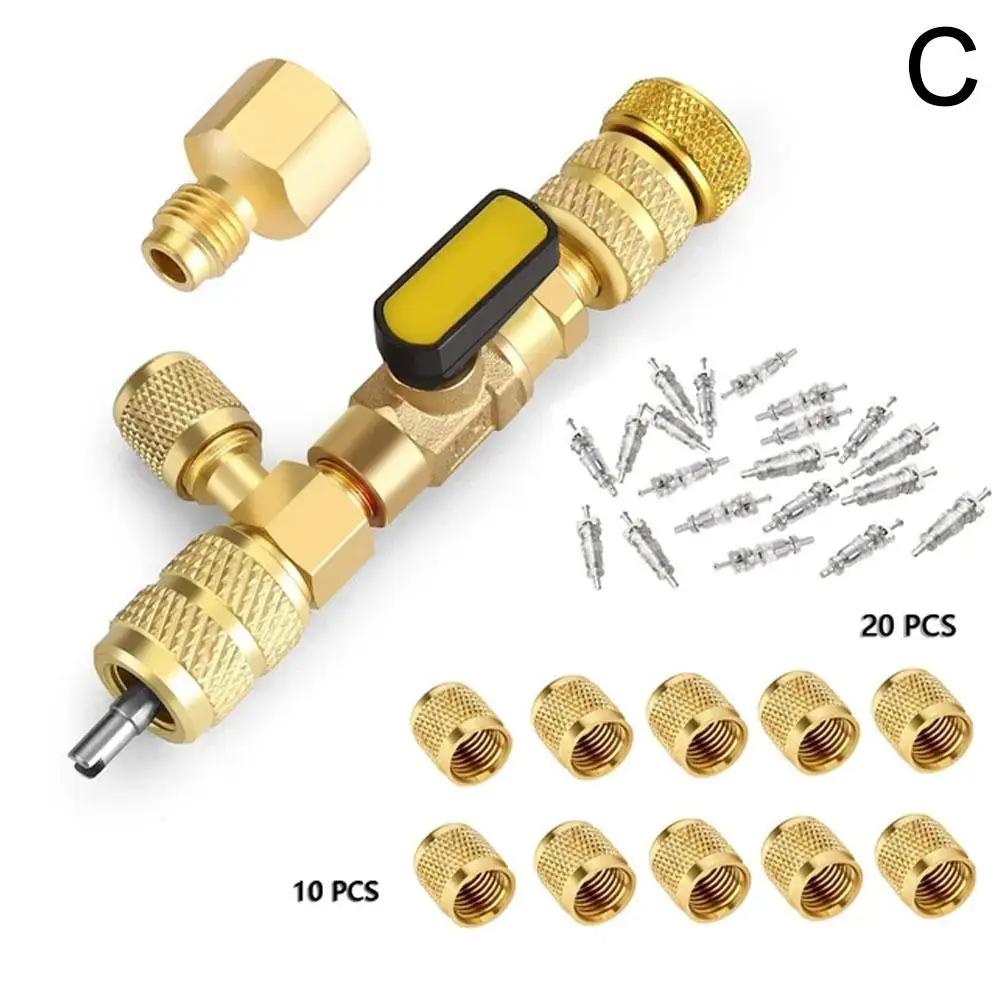 Valve Core Remover Installer Kit With Dual Size 1/4" & 5/16" Port, Schrader Valve Tool For R22 R410a R134A R12 R32 Refriger L1A0