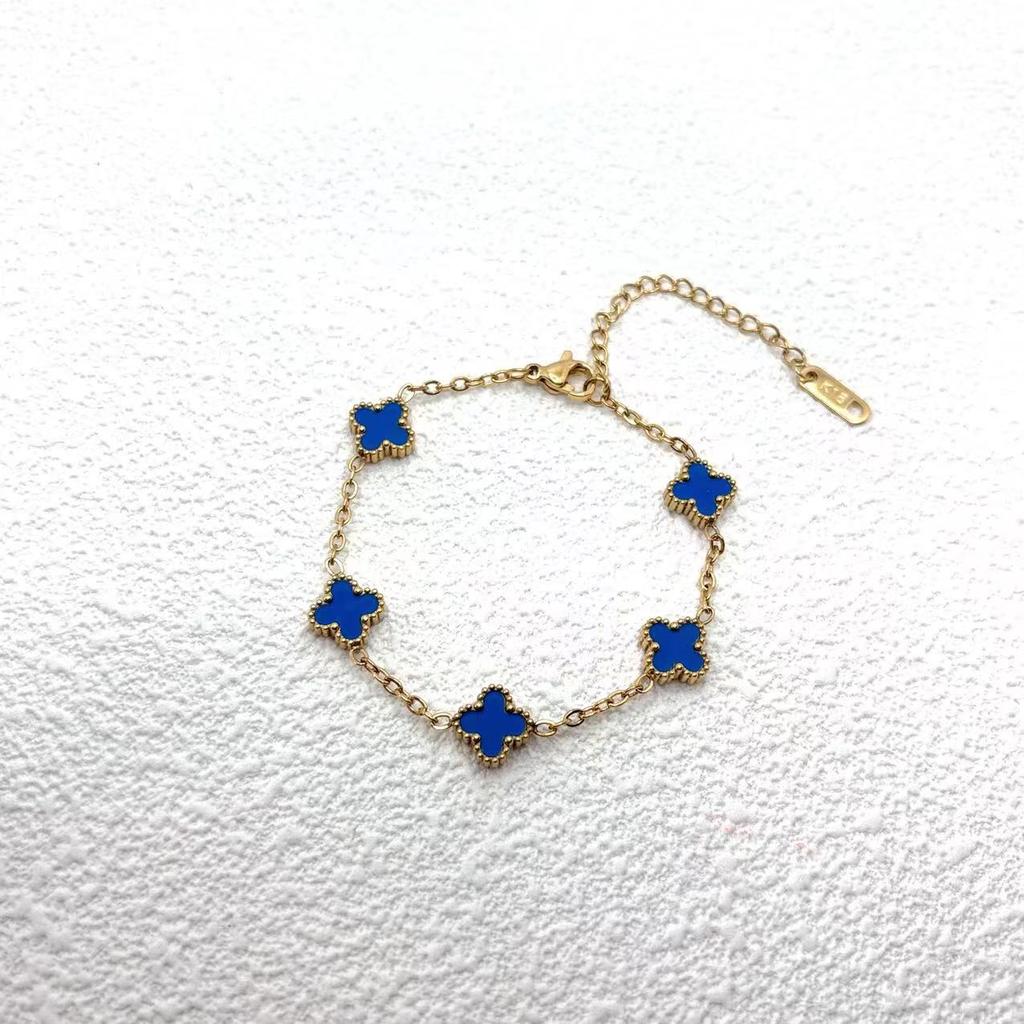 Brățară simplă din titan premium de 9 mm, cu trifoi norocos și patru foi, rezistentă la decolorare, la modă