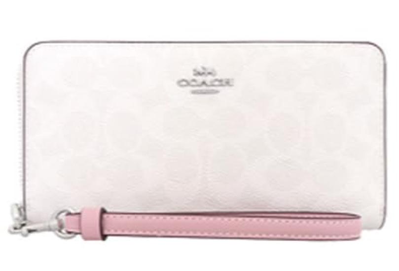 Marco Polo Women's Long Zip-Around Wallet with Strap, Signature Coated Canvas and Leather, Round Zipper, Ample Card Slots, PVC Leather, C4452