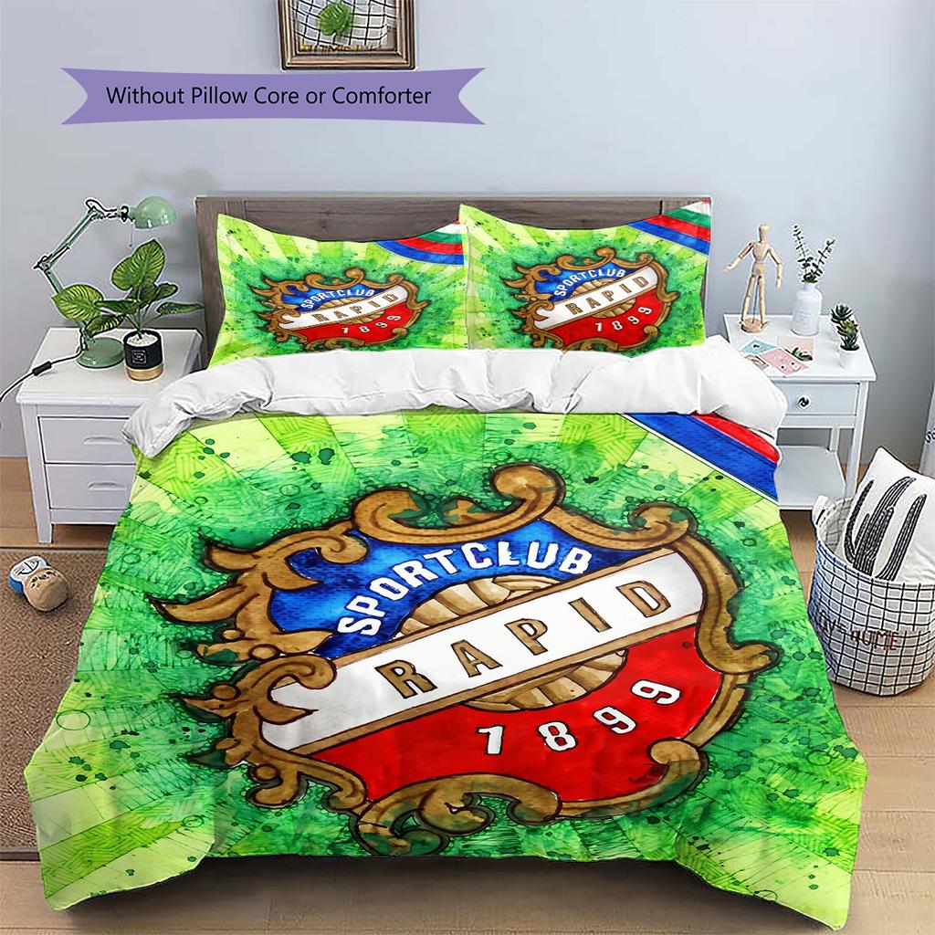 Rapid Wien Pattern Bedding Quilt Set Home Decoration Gift (1 * Duvet Cover + 2 * Pillowcase Without Core)