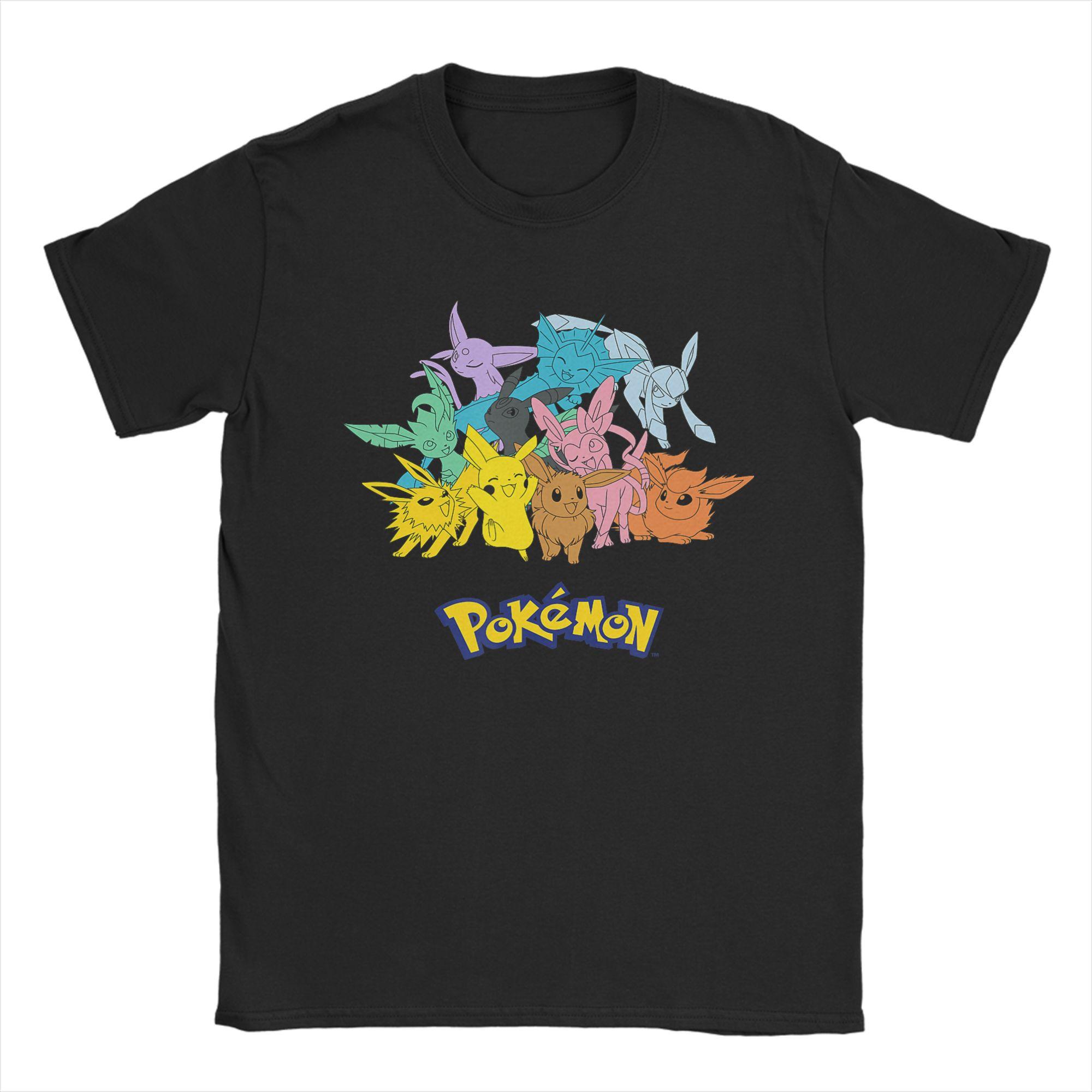 

Streetwear T Shirt Summer Pokemon Eevee Sleeping On Leaves Generation Novelty T-Shirts Cotton Tshirt Print Short Sleeve Tees L