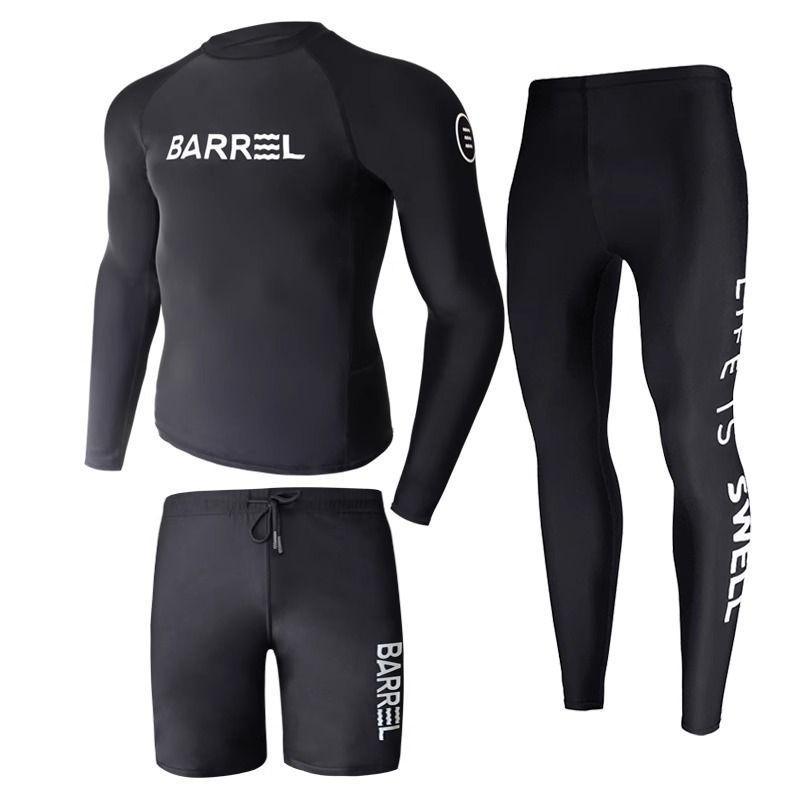 Korean Men's Long Sleeve Quick-Dry Diving Suit: Jellyfish-Proof Snorkeling & Surfing Set.