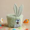 55KF Bunnies Easters Buckets with Long Plush Ear Easters Eggs Baskets Easters Party Decors Candy Bowl Easters Basket